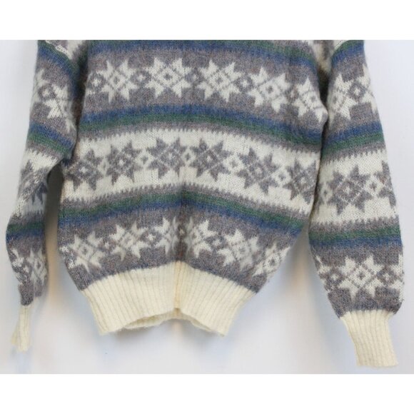 VTG 80s Hilda Ltd Wool Sweater sz M Iceland Thick Warm Winter Snowflake Blue - Picture 7 of 9